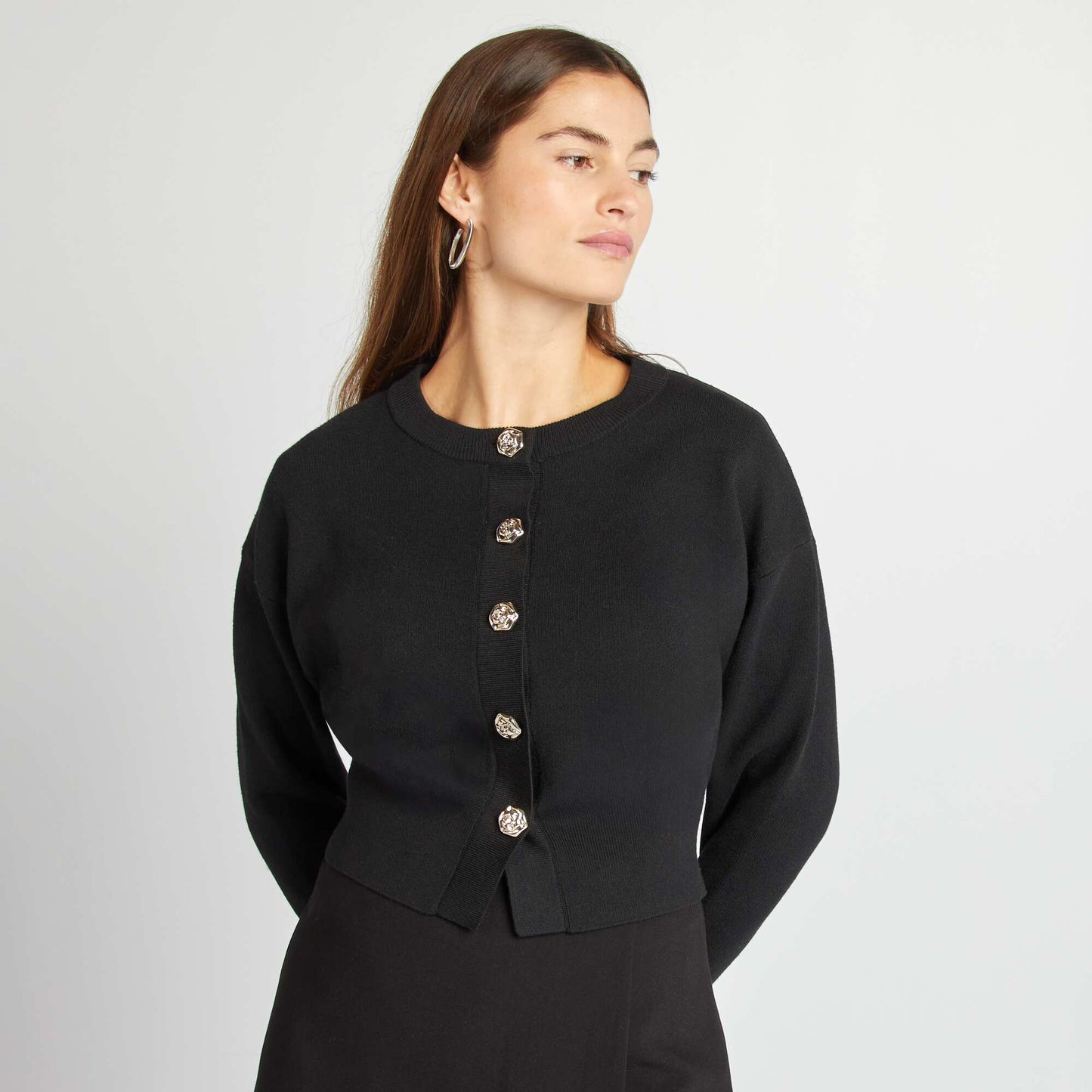 Gilet en maille avec boutons fantaisies noir