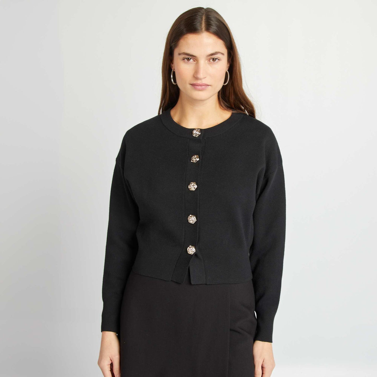 Gilet en maille avec boutons fantaisies noir