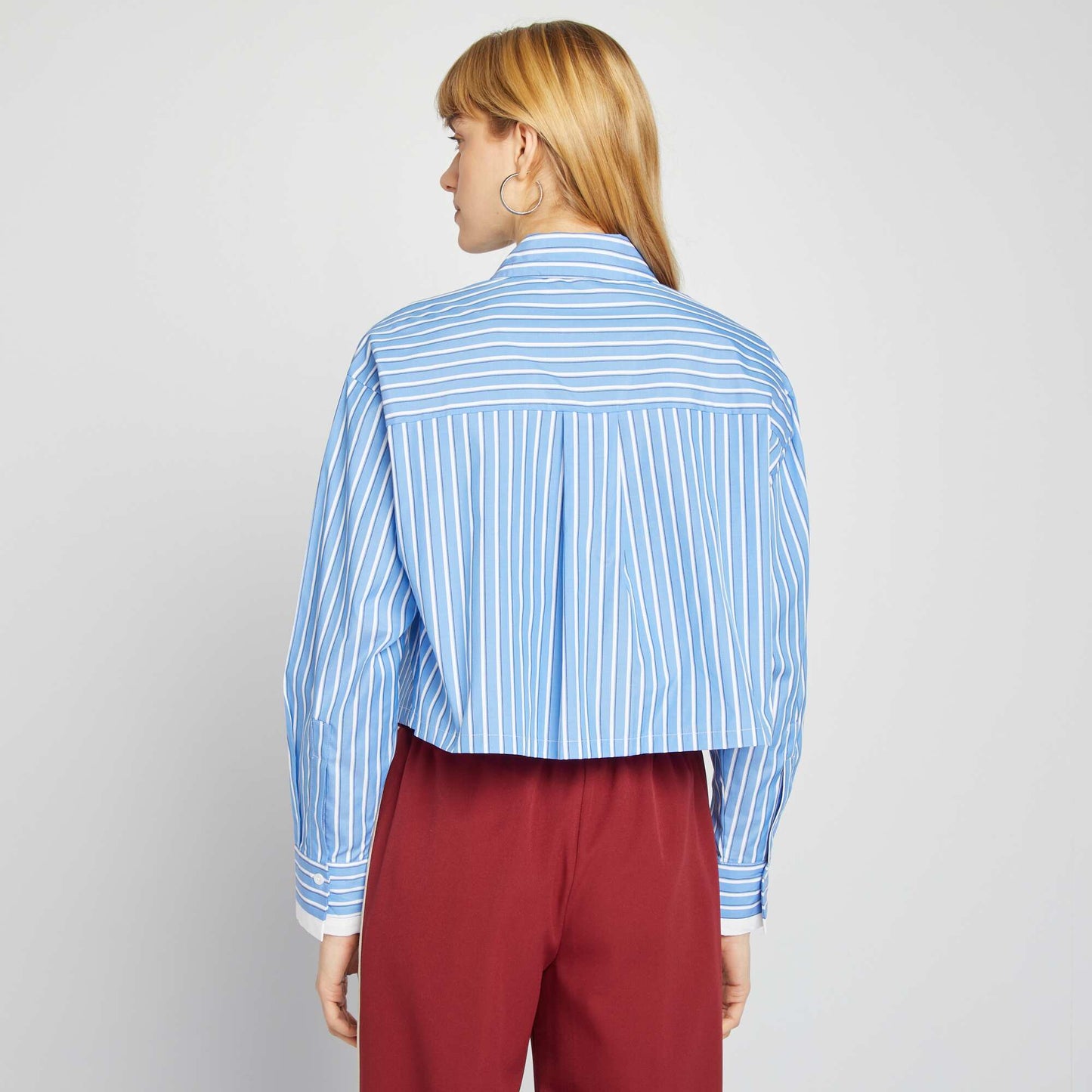 Chemise cropped rayée BLEU