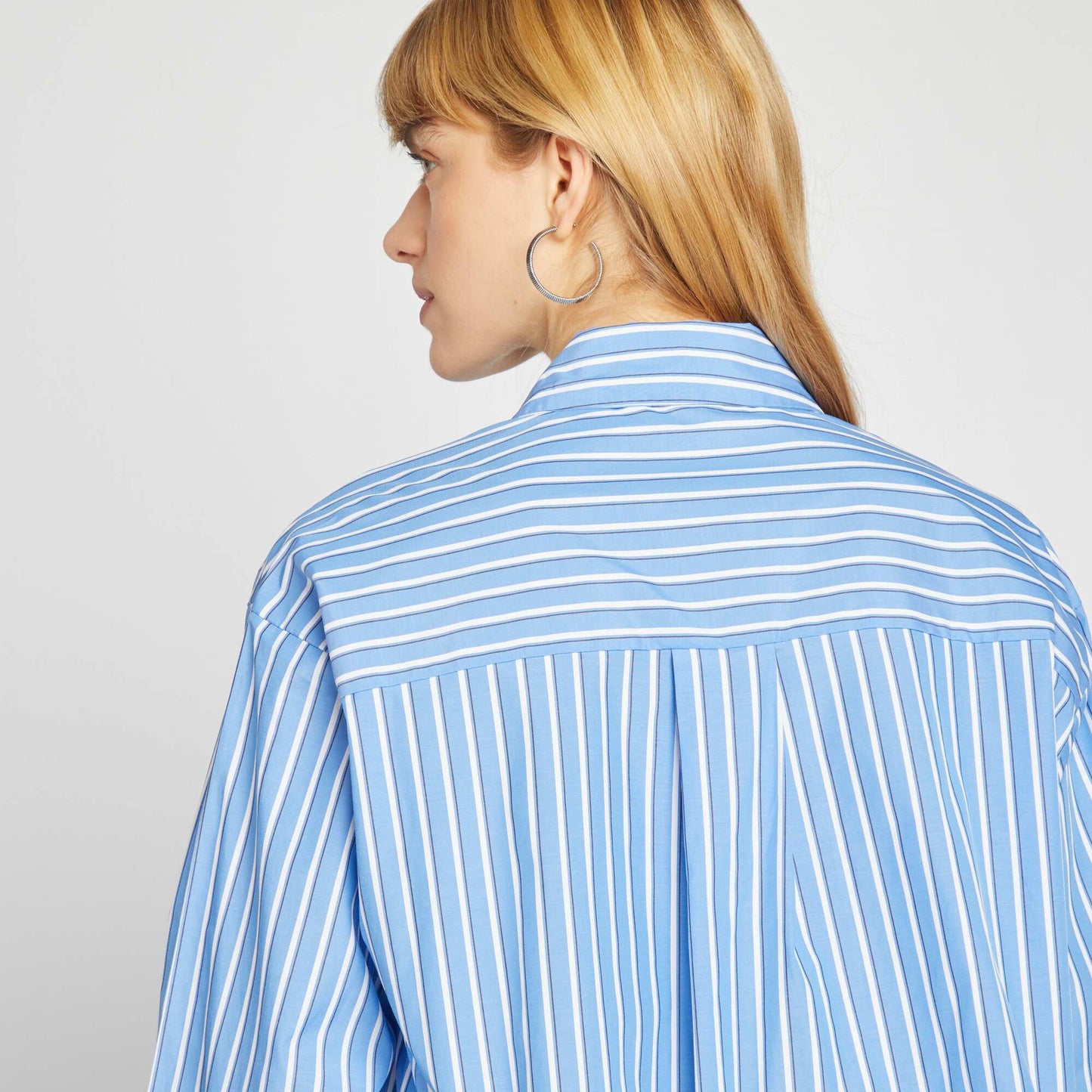 Chemise cropped rayée BLEU