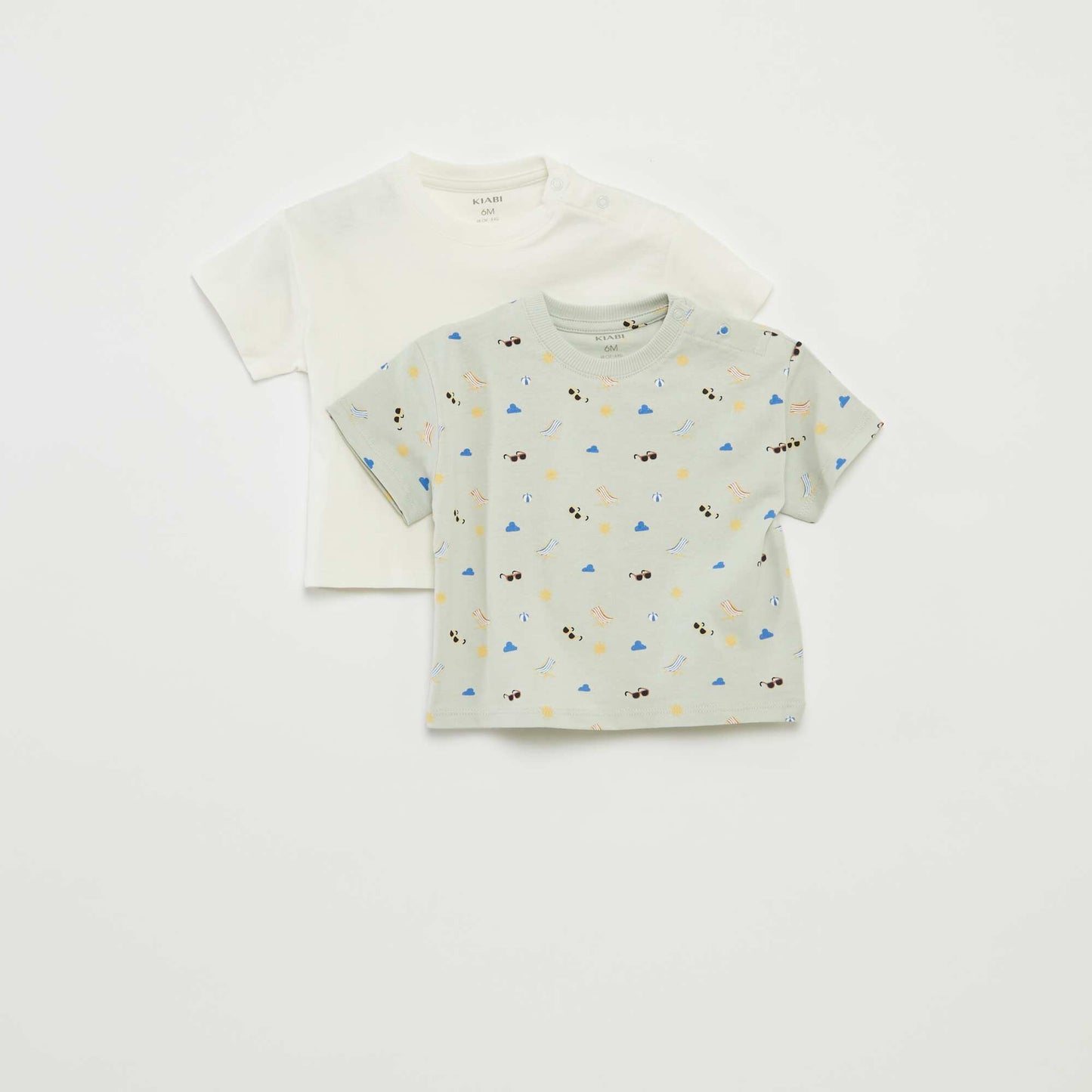 Lot de 2 t-shirts à manches courtes et col rond BLANC