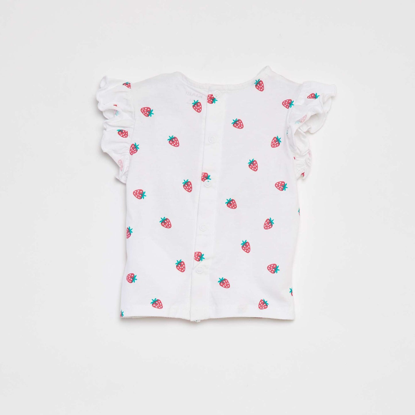 T-shirt à manches courtes volantées BLANC