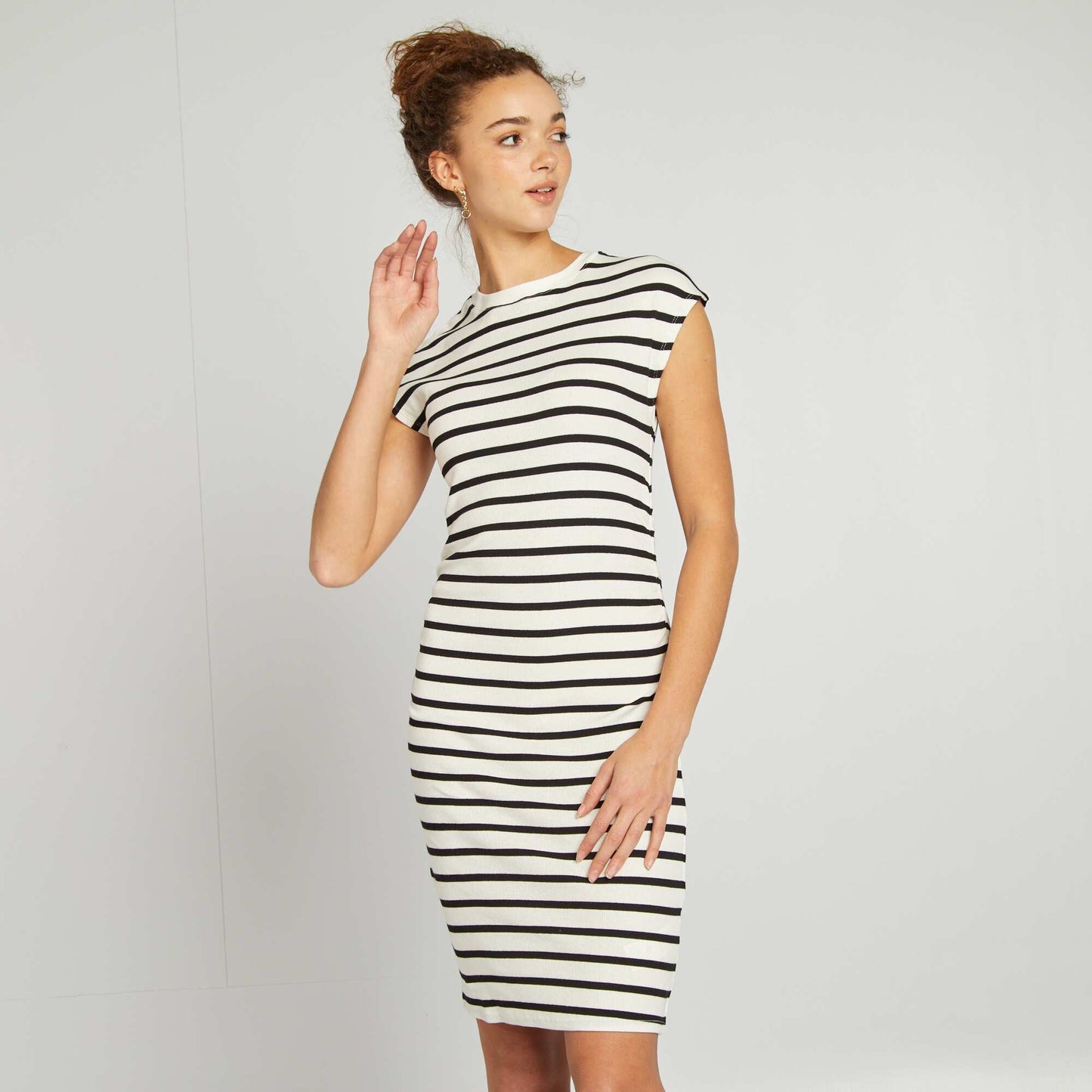 Robe longue en matière stretch côtelée BLANC