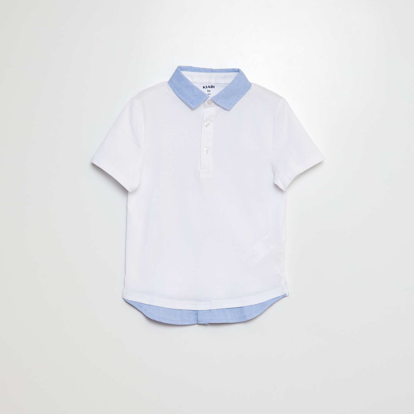 Polo en jersey manches courtes effet 2 en 1 Blanc