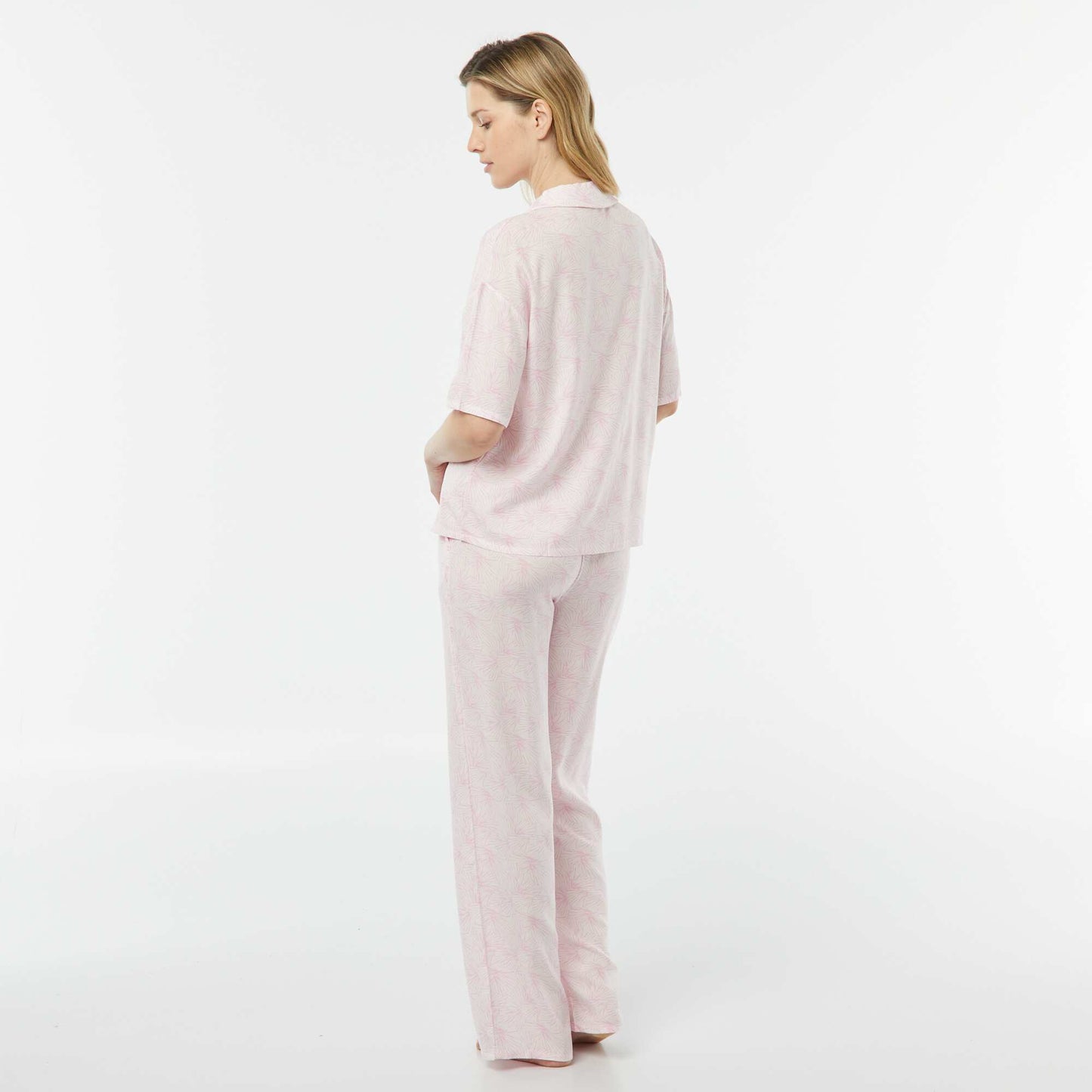 Ensemble pyjama chemisier + pantalon imprimé ROSE