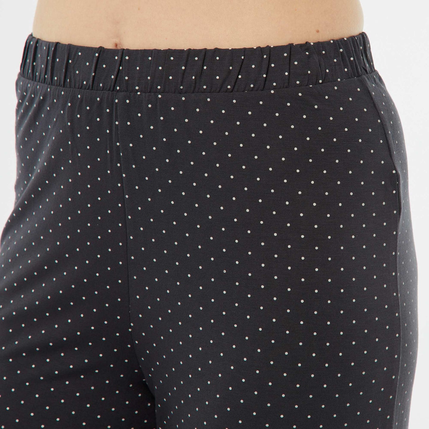 Pyjama long 2 pièces en maille extra-fluide NOIR