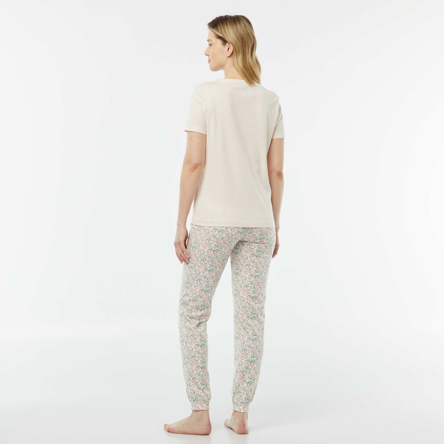 Pyjama 2 pièces - tee-shirt + pantalon imprimé CRèME/ROSE