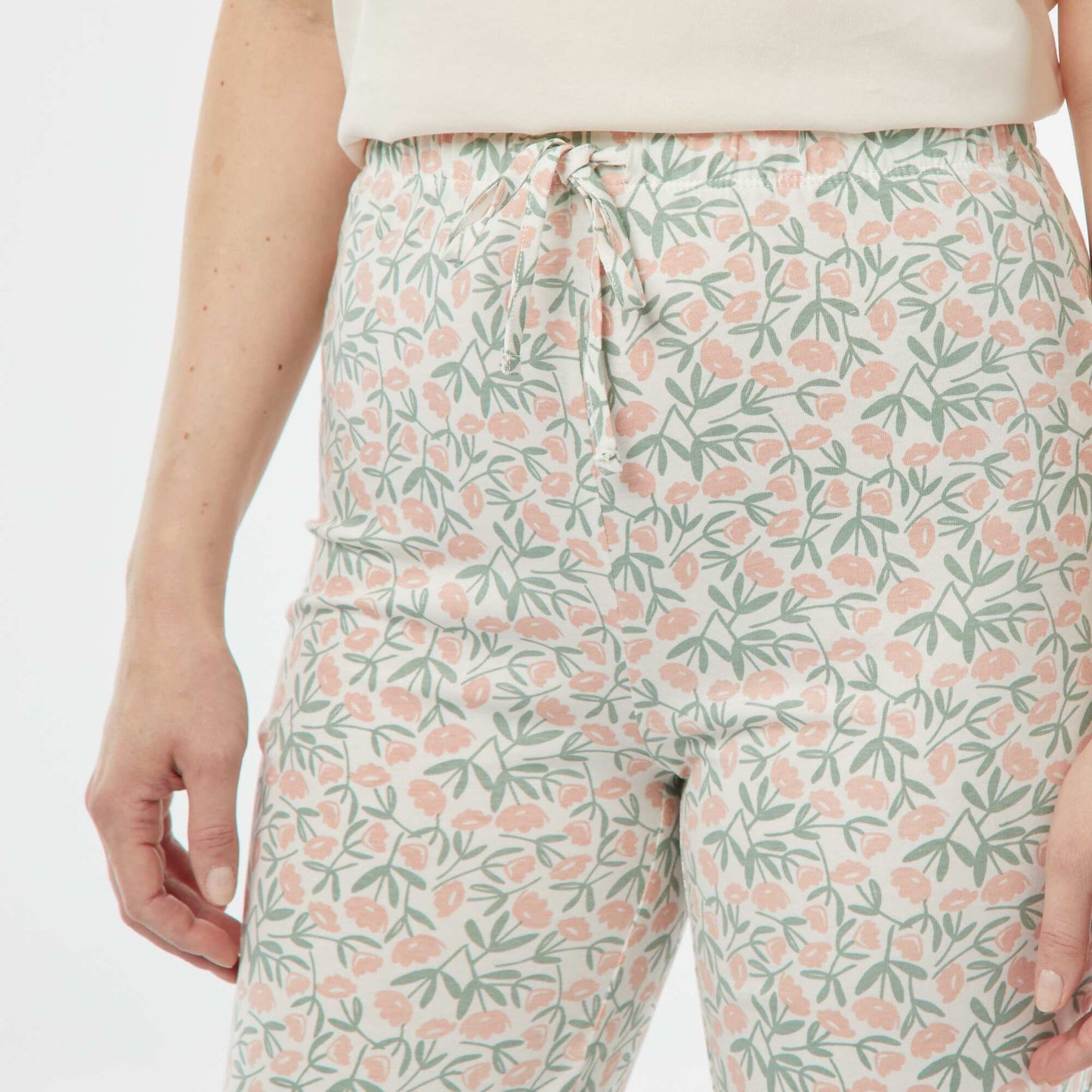 Pyjama 2 pièces - tee-shirt + pantalon imprimé CRèME/ROSE