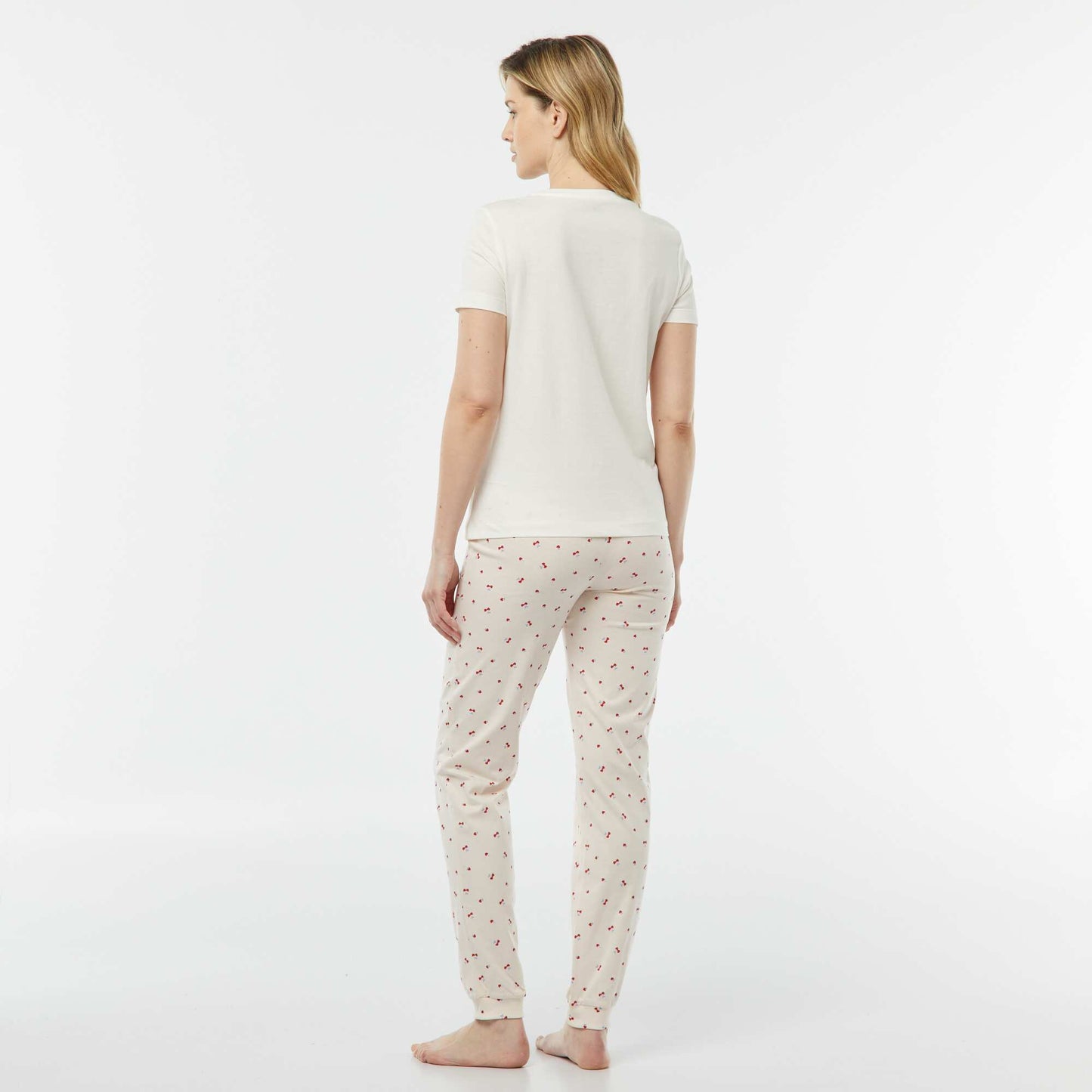 Pyjama 2 pièces - tee-shirt + pantalon imprimé BLANC/CERISE