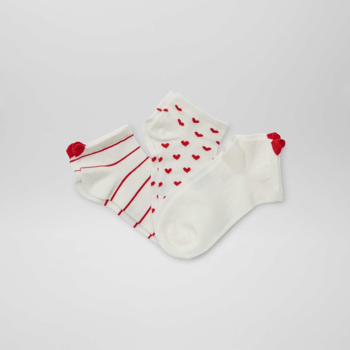 Lot de 3 socquettes ROUGE