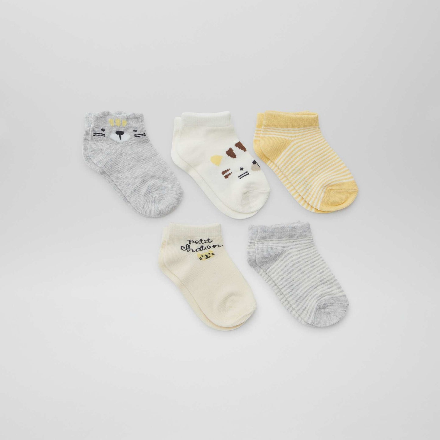 Lot de 5 paires de chaussettes invisibles GRIS