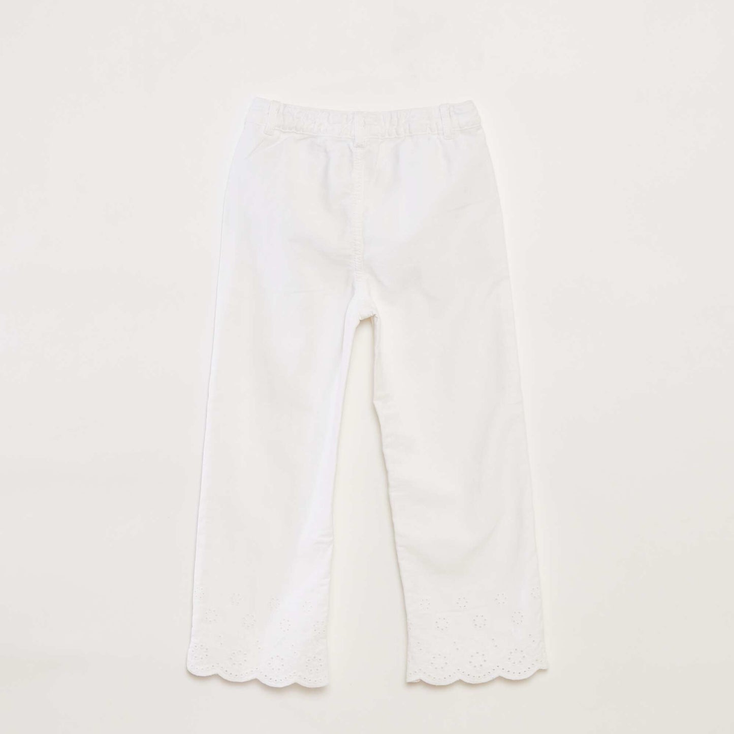 Pantalon wide leg finition brodée BLANC