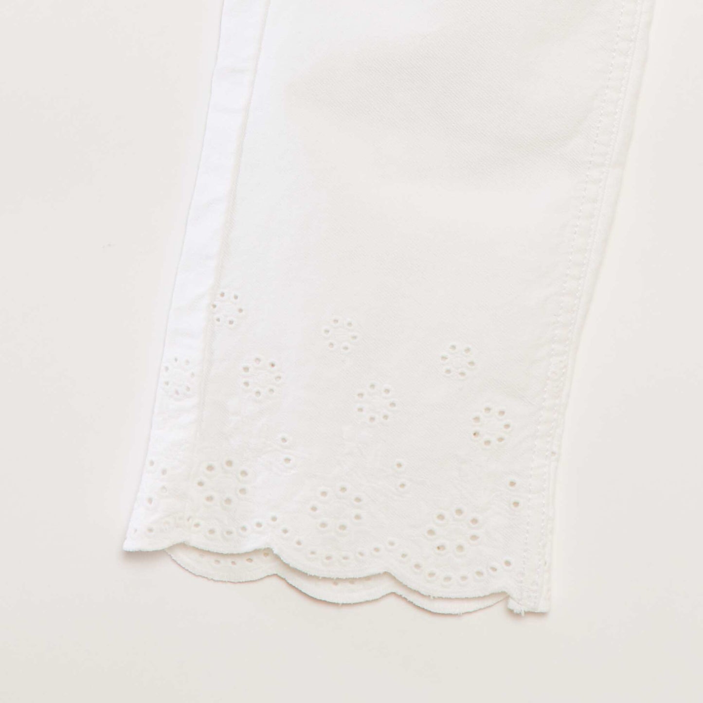 Pantalon wide leg finition brodée BLANC