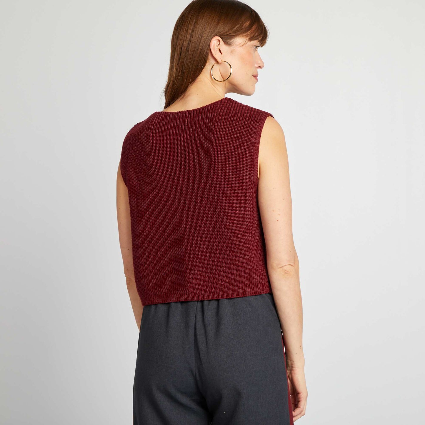 Gilet sans manches avec liens à nouer ROUGE
