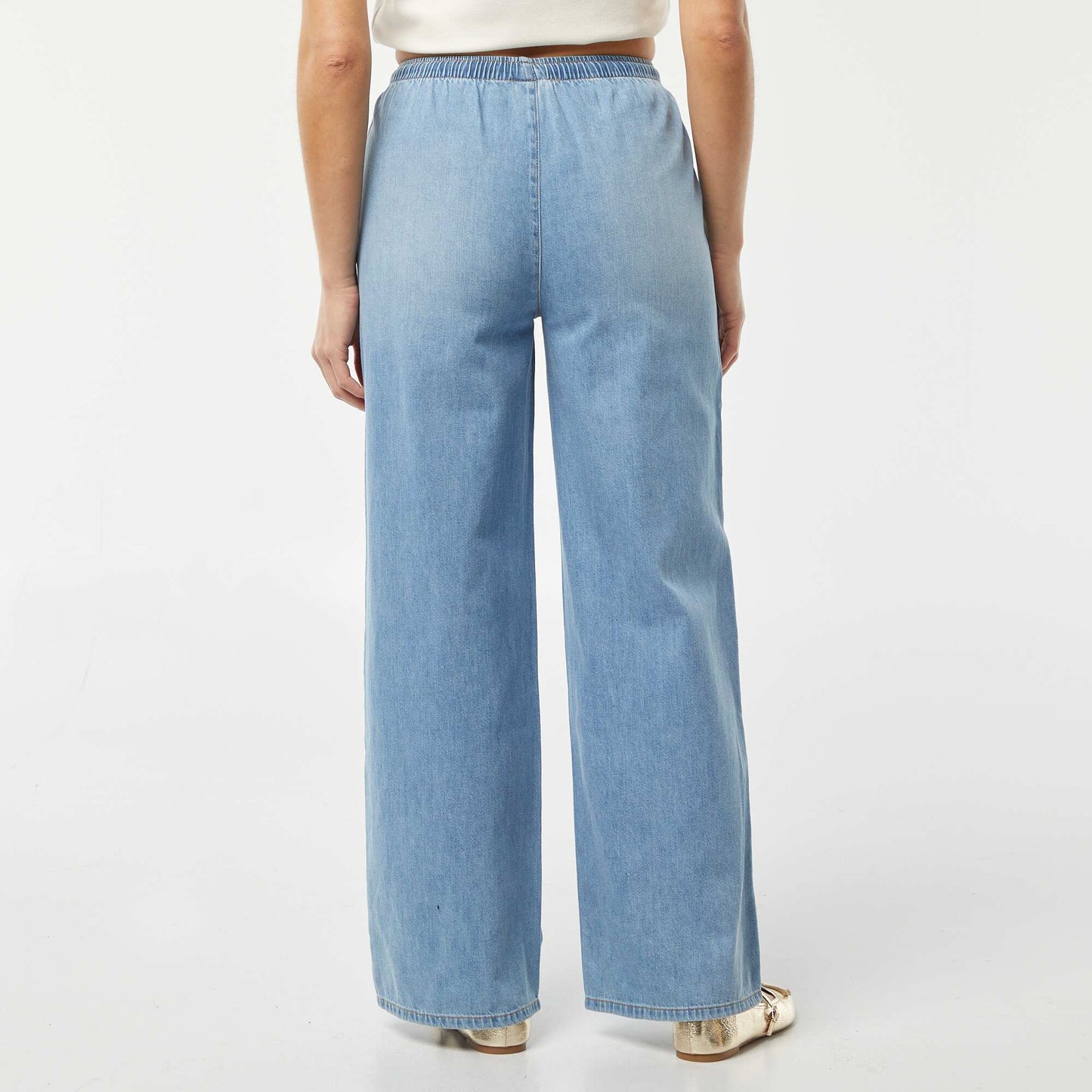 Pantalon denim élastiqué BLEU