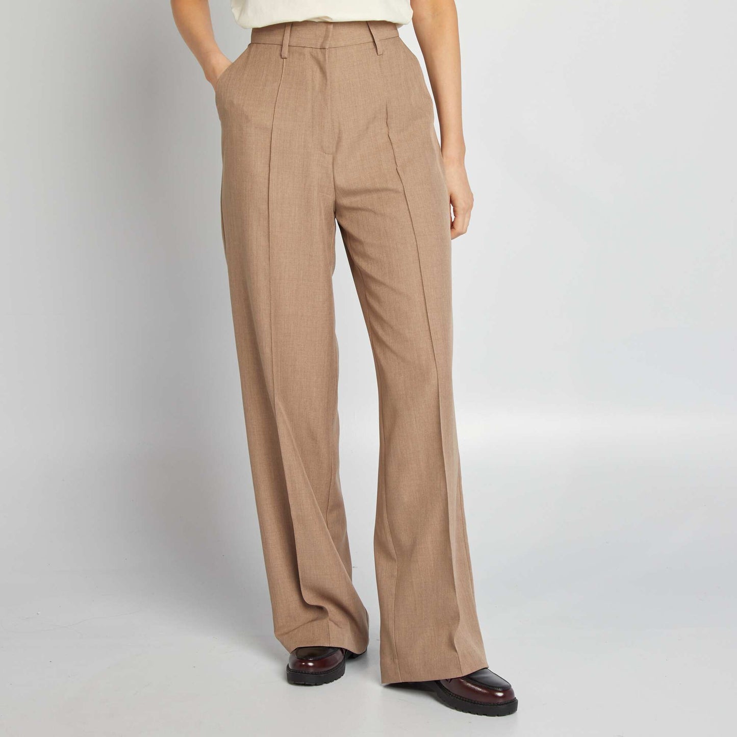 Pantalon large à pinces BEIGE