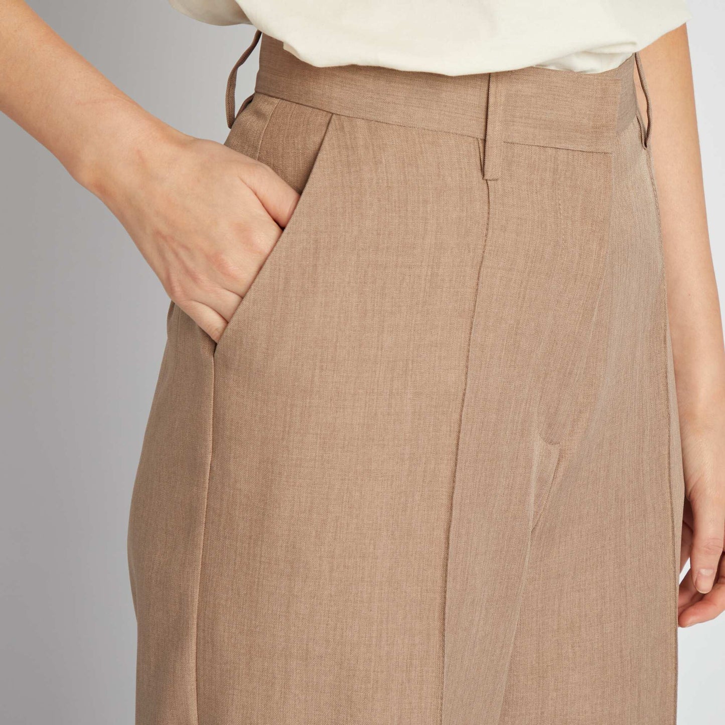 Pantalon large à pinces BEIGE