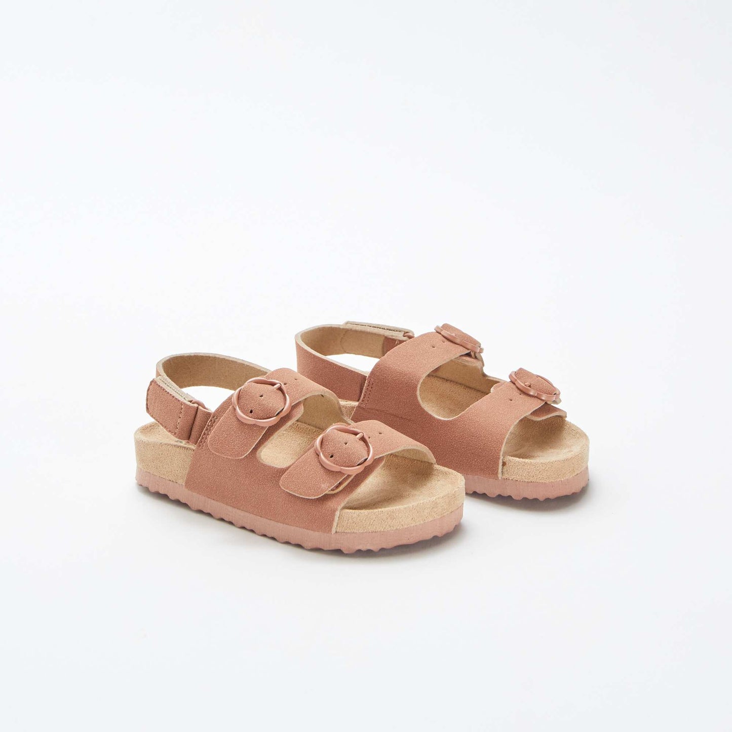 Sandales plates avec boucles fleurs ROSE
