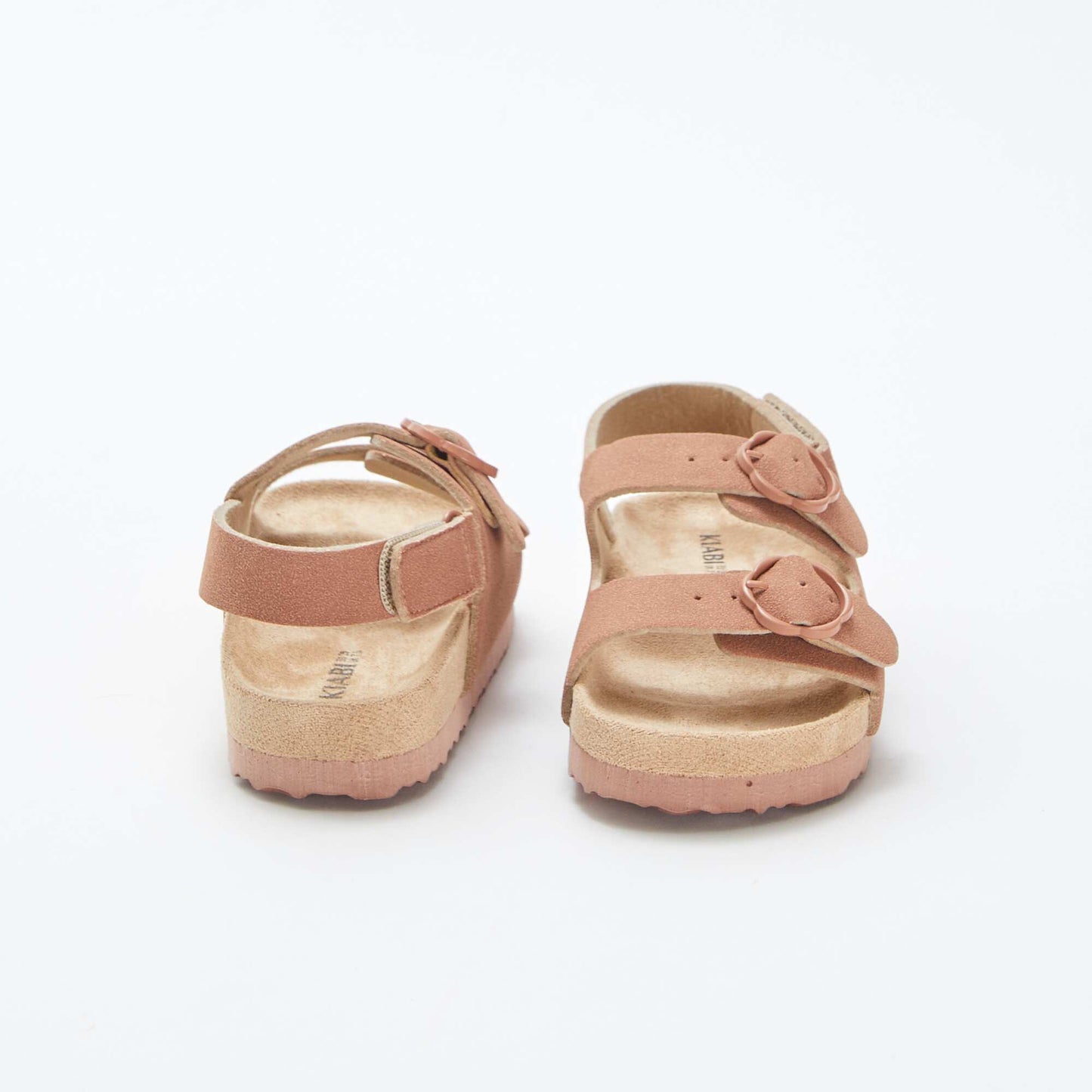 Sandales plates avec boucles fleurs ROSE