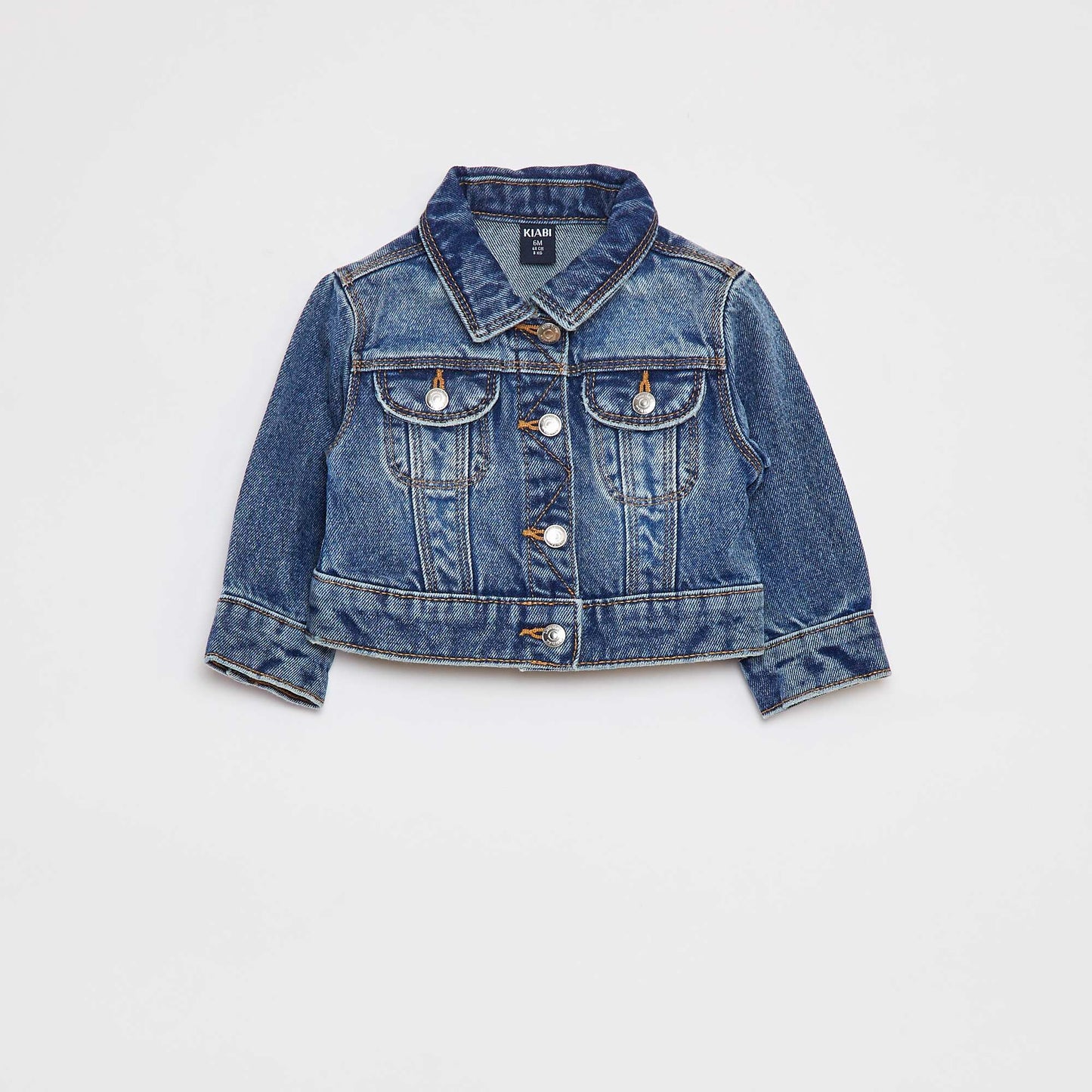 Veste denim avec ouverture pressionnée BLEU