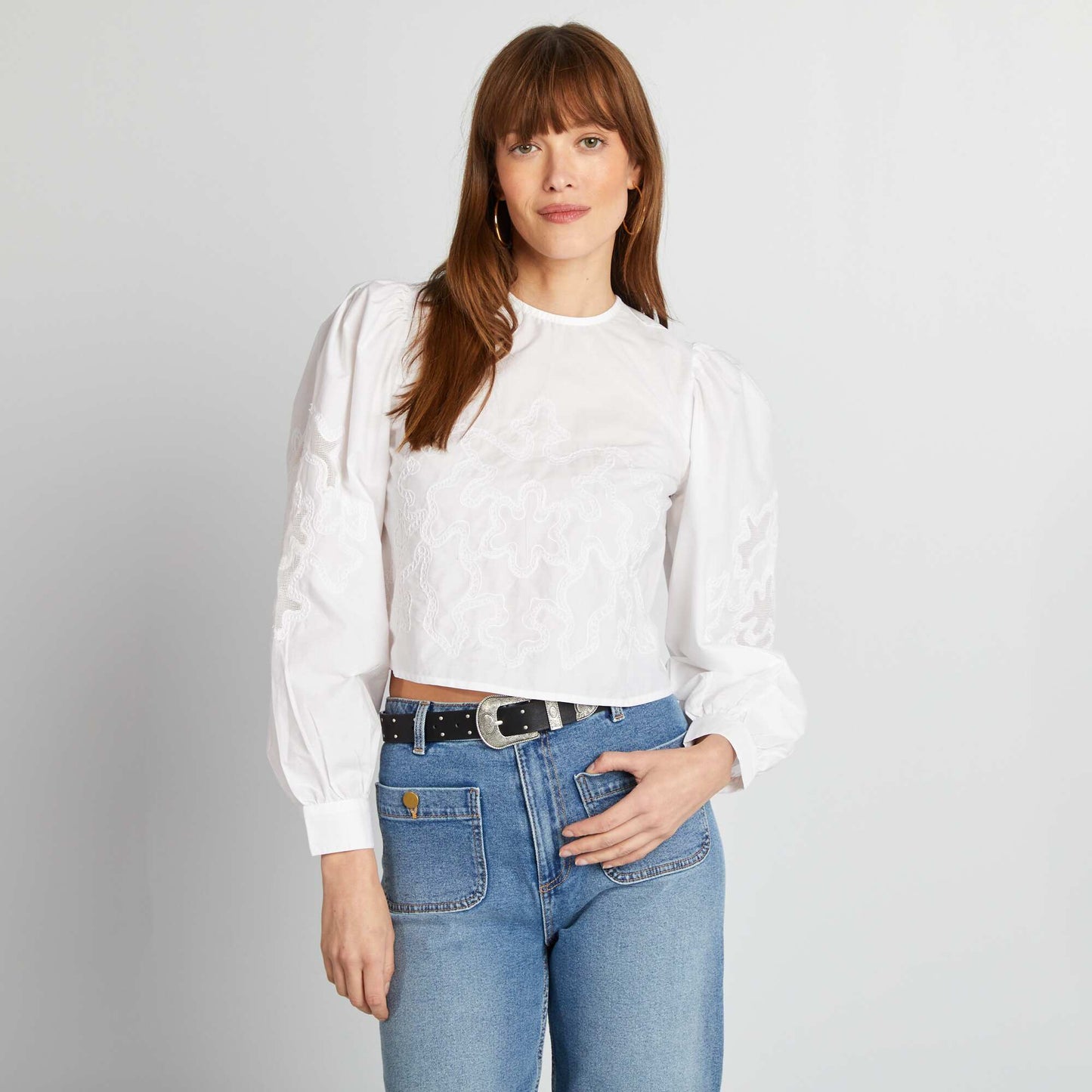 Blouse en voile de coton BLANC