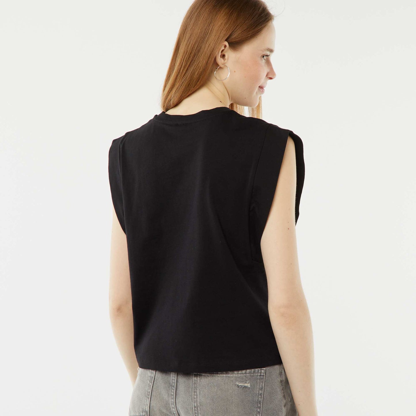 T-shirt sans manches avec emmanchures cloutées NOIR