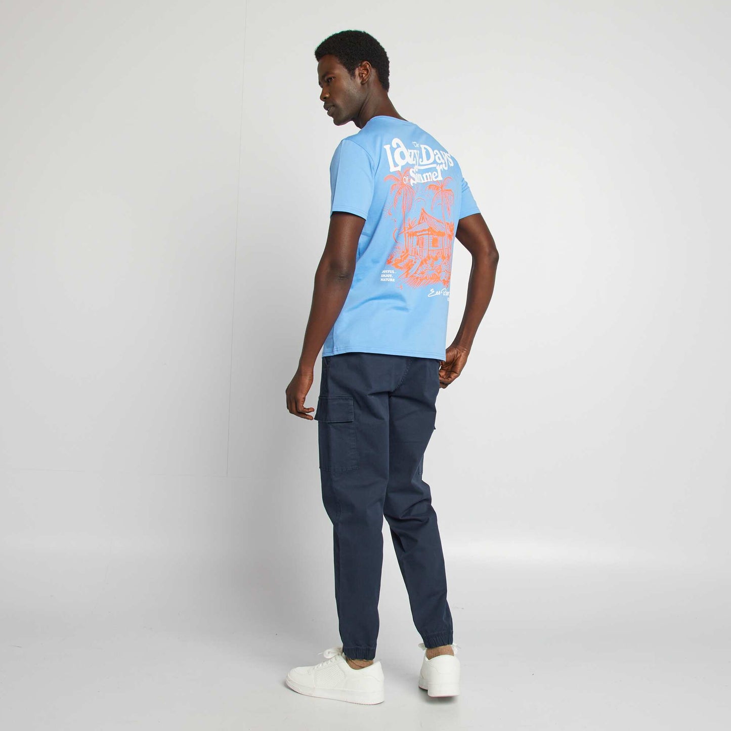 T-shirt imprimé recto/verso manches courtes BLEU