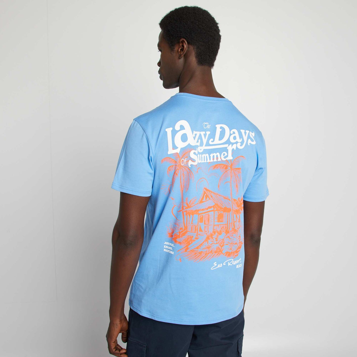 T-shirt imprimé recto/verso manches courtes BLEU