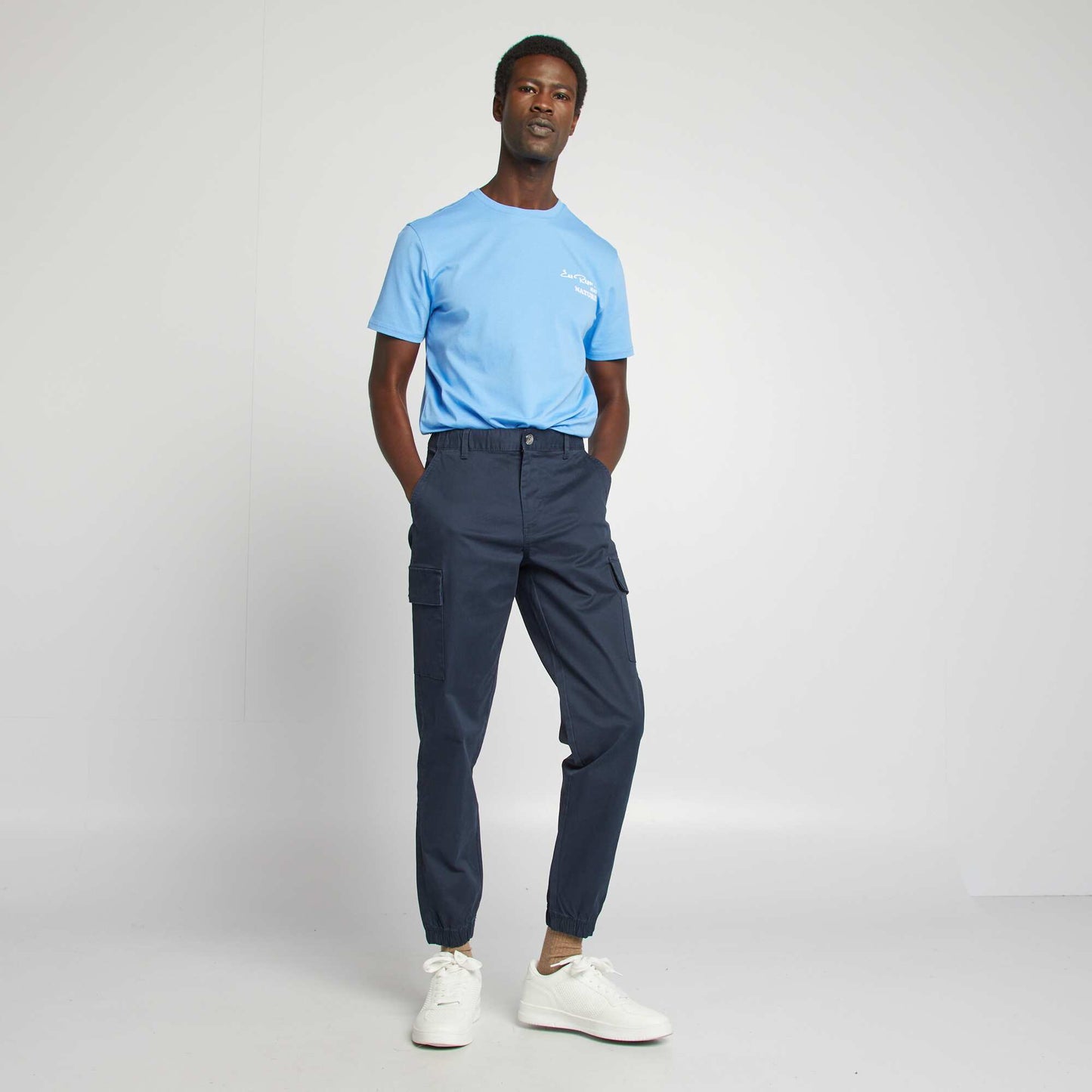 T-shirt imprimé recto/verso manches courtes BLEU
