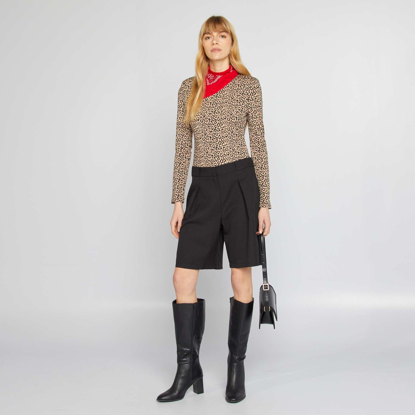 Body à motif léopard manches longues BEIGE