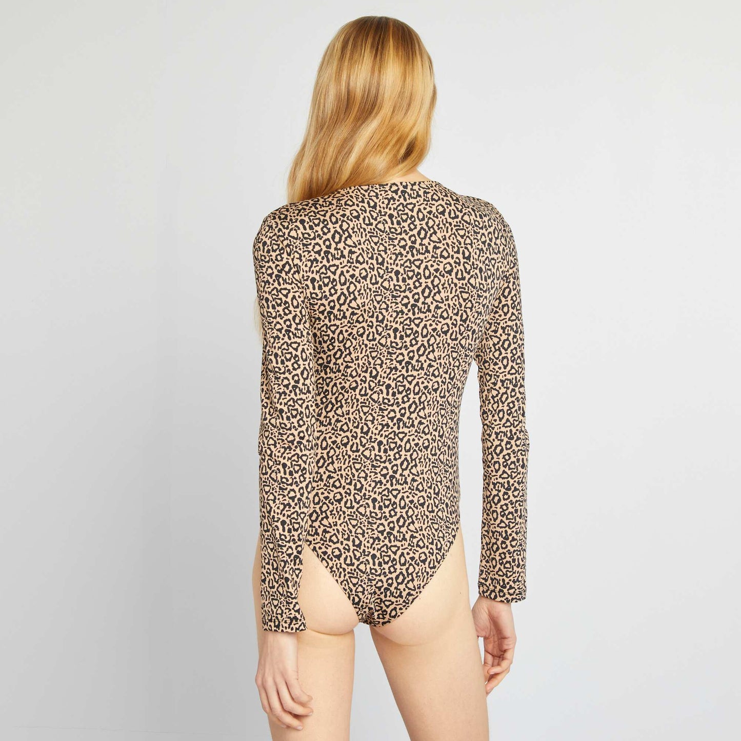 Body à motif léopard manches longues BEIGE