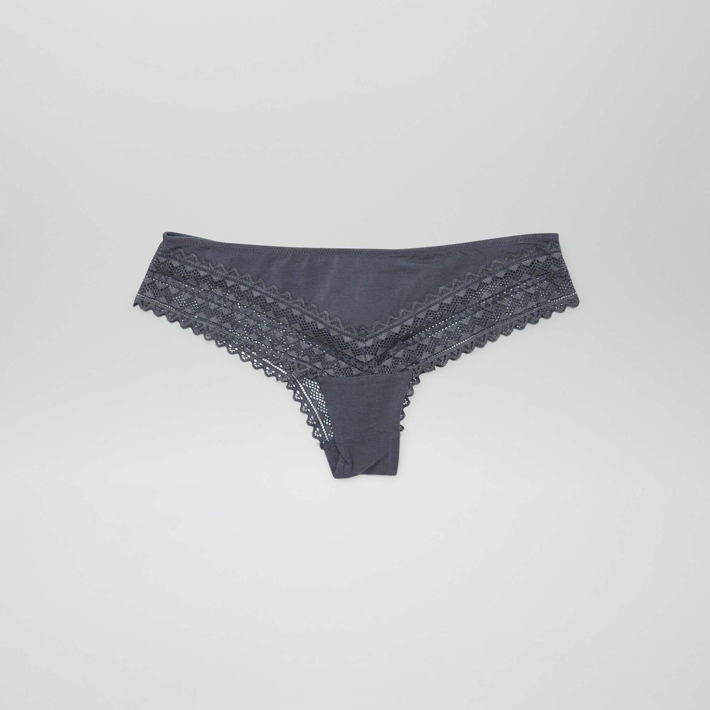 Lot de 3 tangas coton et dentelle Blanc/gris