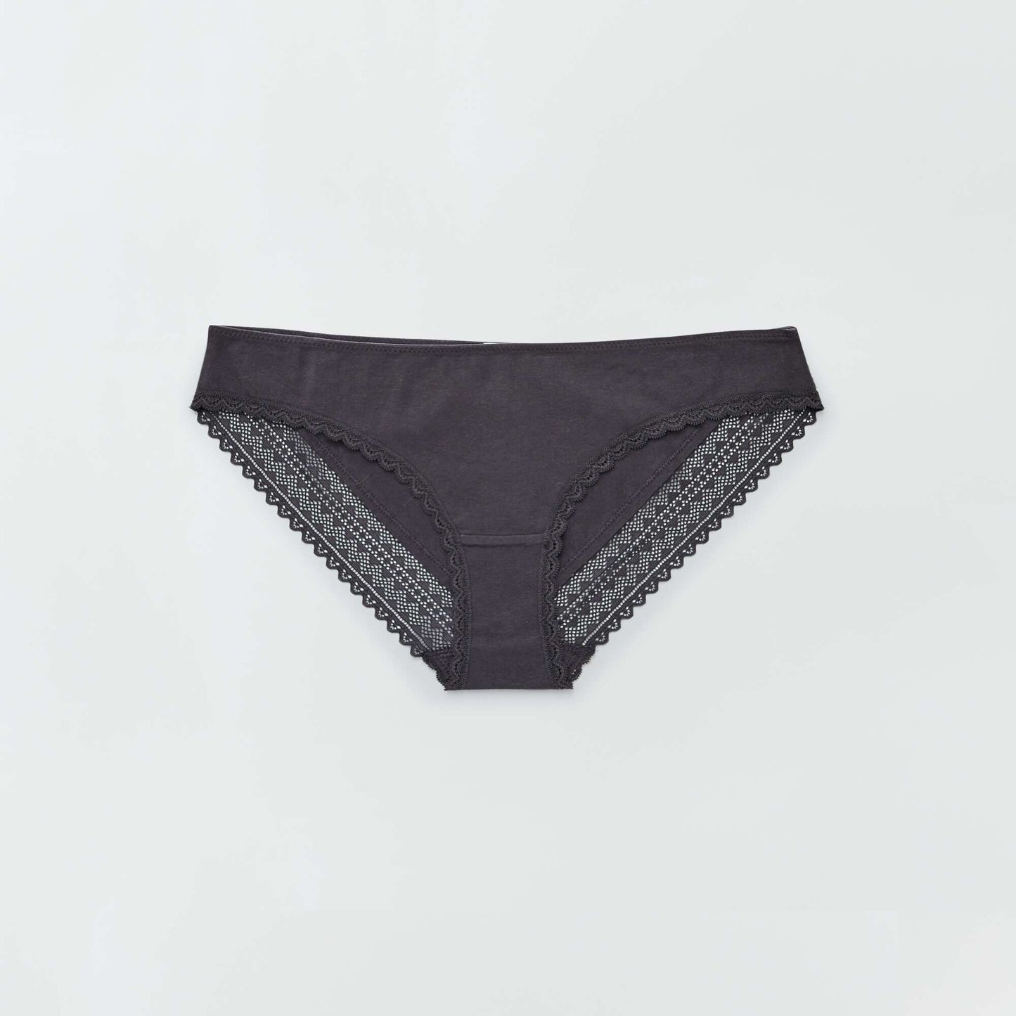 Lot de 3 culottes coton dentelle écru/vieux rose/gris foncé