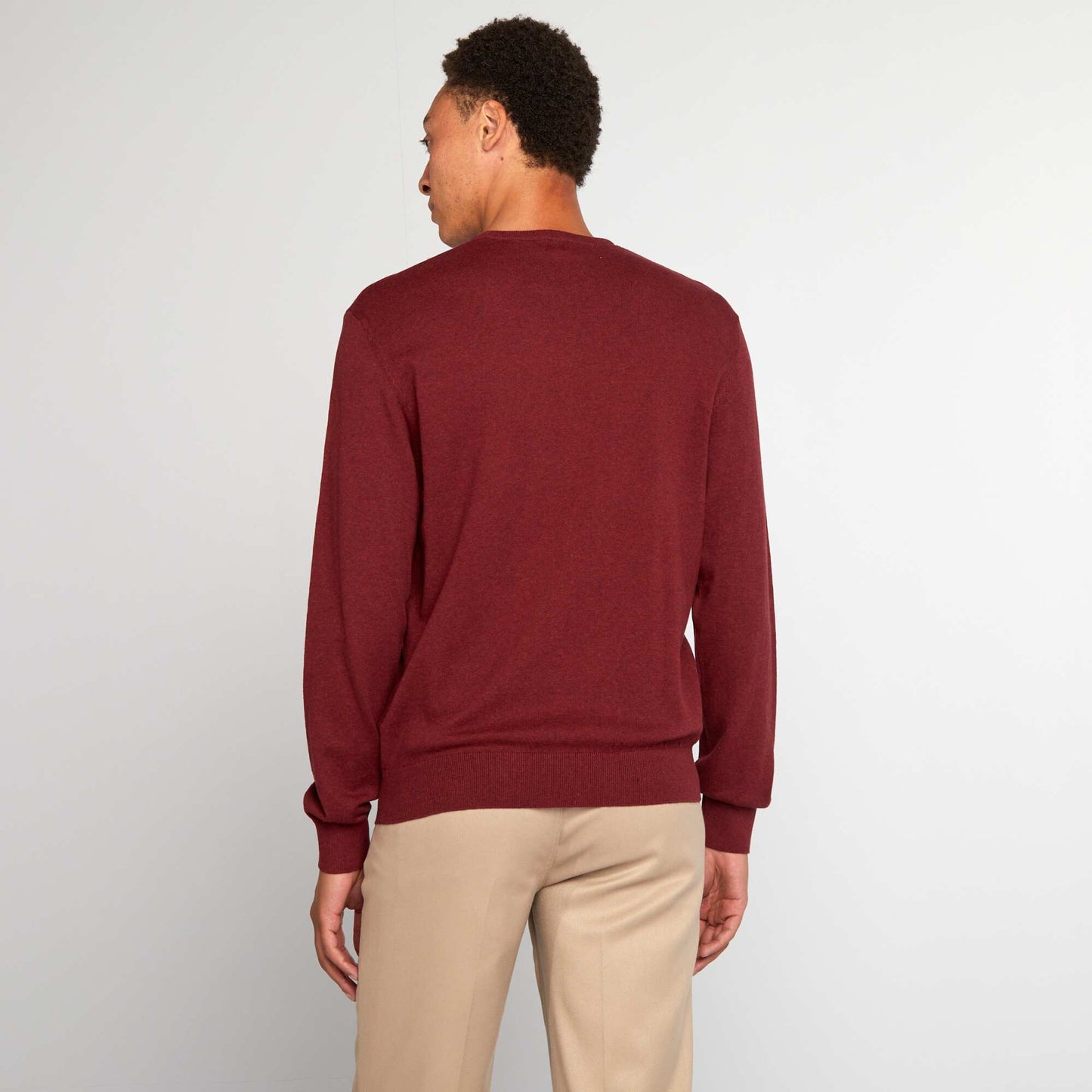Pull uni à col rond Bordeaux