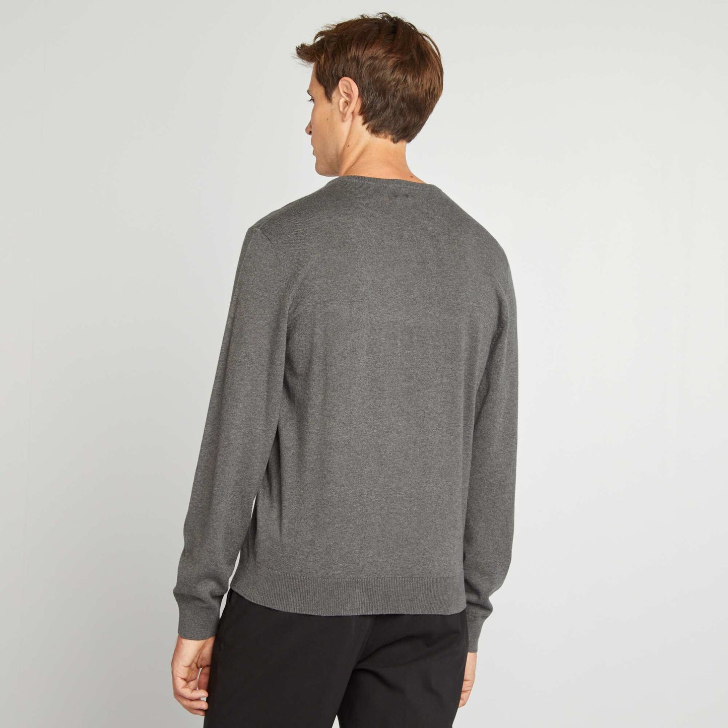 Pull basique en maille unie Gris foncé