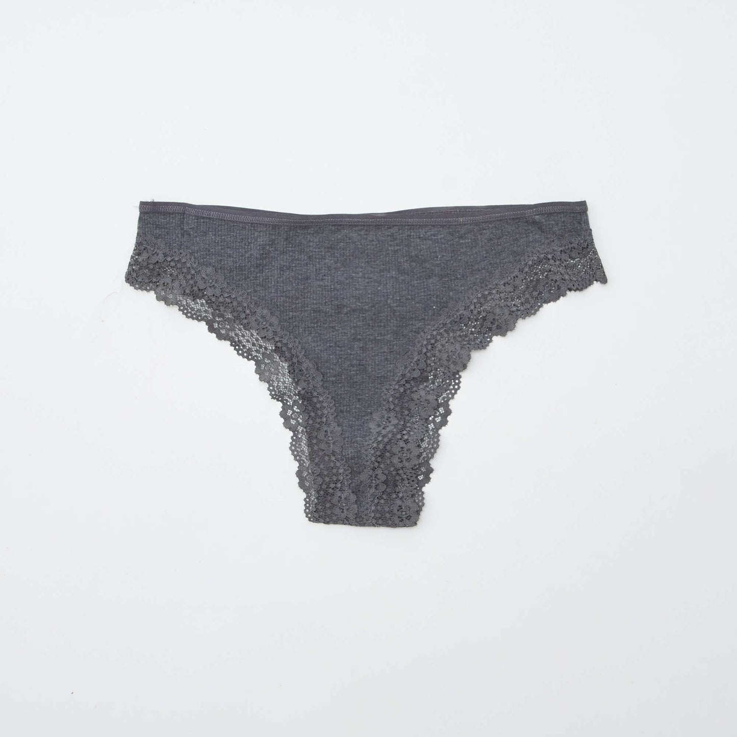 Lot de 3 tangas maille côtelée GRIS
