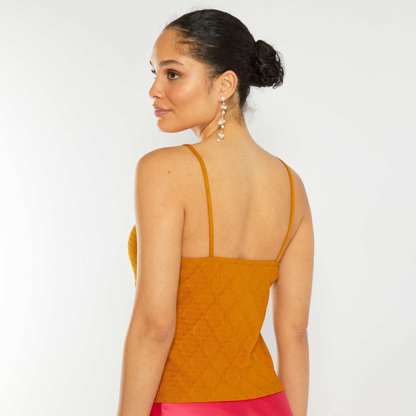 Débardeur avec bretelles fines Moutarde