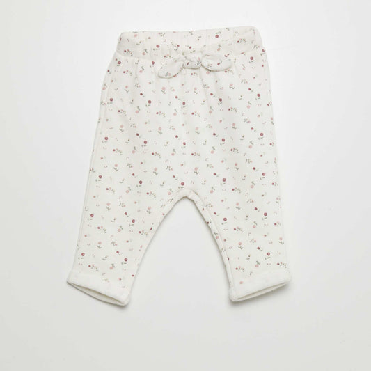 Pantalon sarouel Blanc/fleuri
