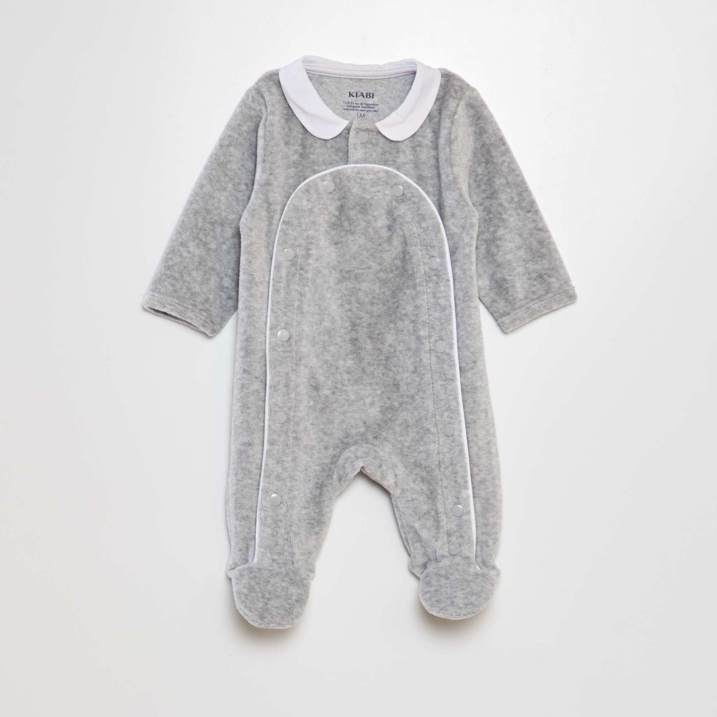 Pyjama en velours col claudine Gris