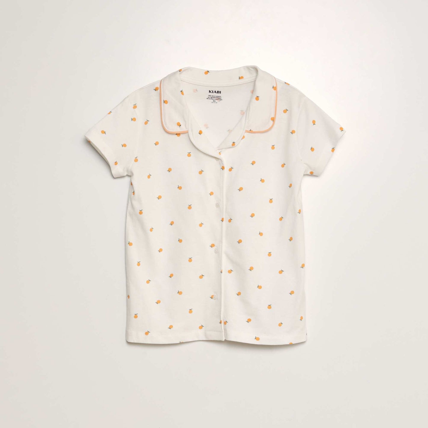 Pyjama court chemise + short à motif Blanc