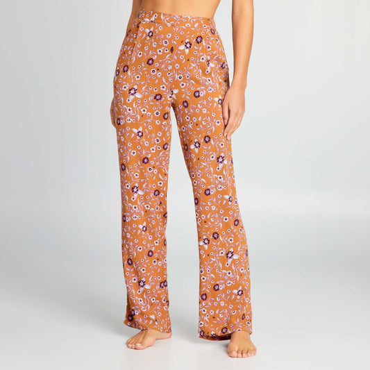 Pantalon de pyjama large imprimé Marron imprimé