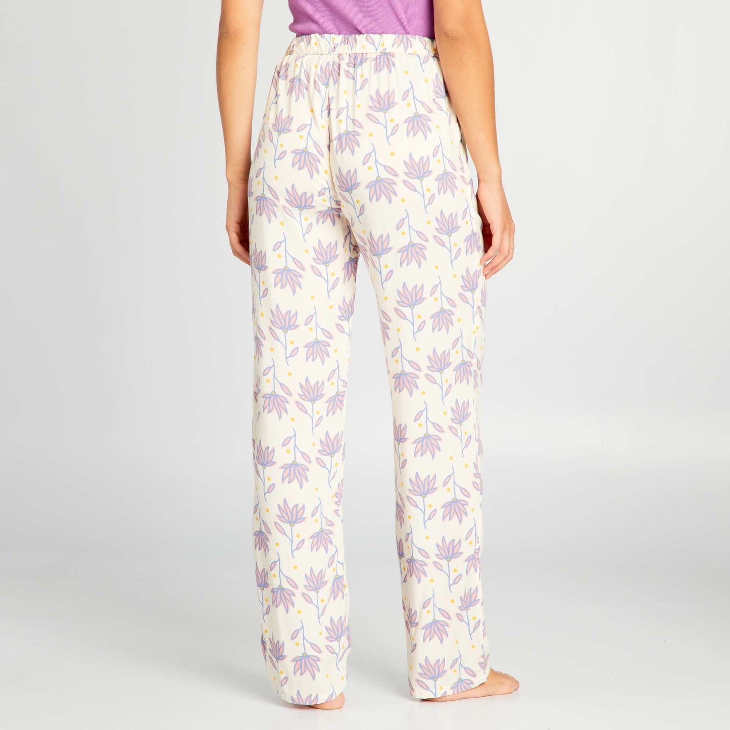 Pantalon de pyjama large imprimé Beige