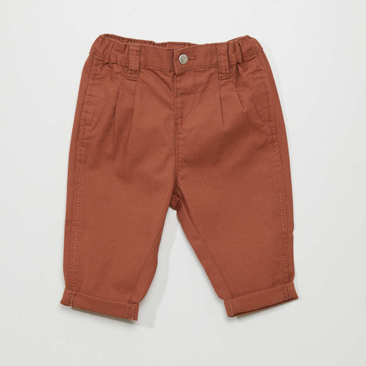 Pantalon en coton Marron orangé