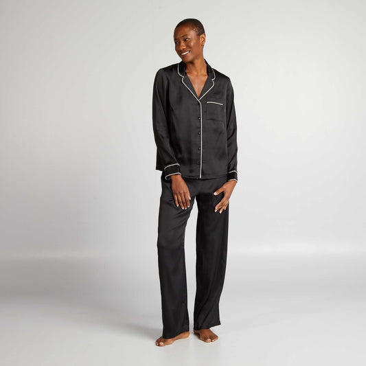 Ensemble pyjama chemisier + pantalon - 2 pièces noir