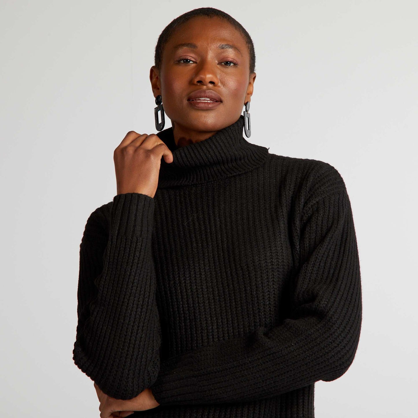 Robe pull en maille épaisse noir