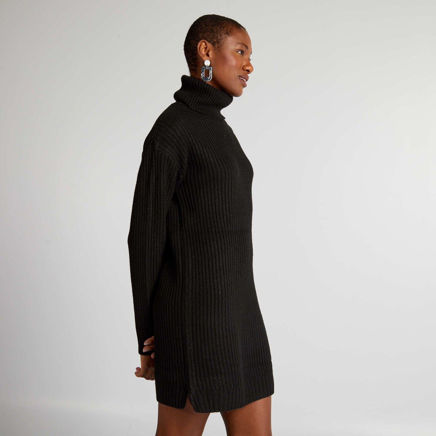 Robe pull en maille épaisse noir