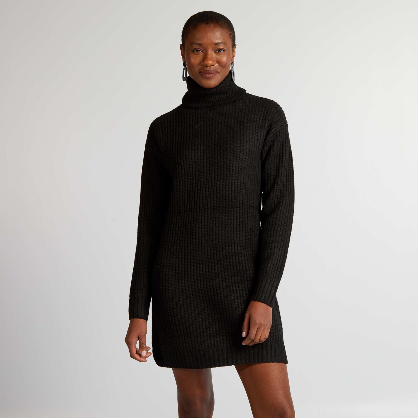 Robe pull en maille épaisse noir