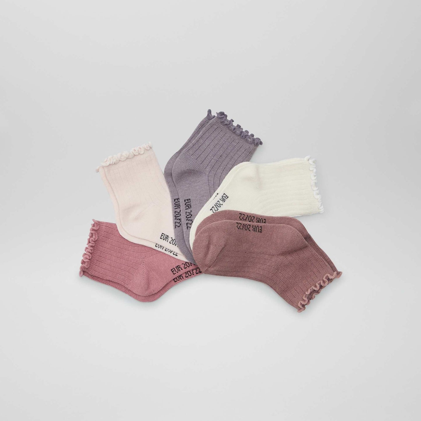 Lot de 5 chaussettes à volants ROSE