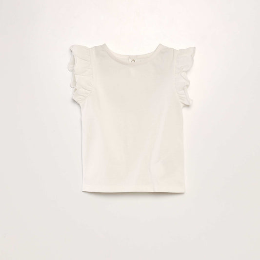 T-shirt à volants blanc