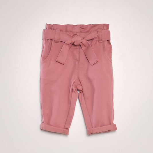 Pantalon avec ceinture à nouer rose